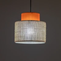 Pendant light 15 W – round, orange and jute, E27 - Image 1