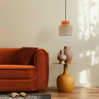 Pendant light 15 W – round, orange and jute, E27 - Image 3