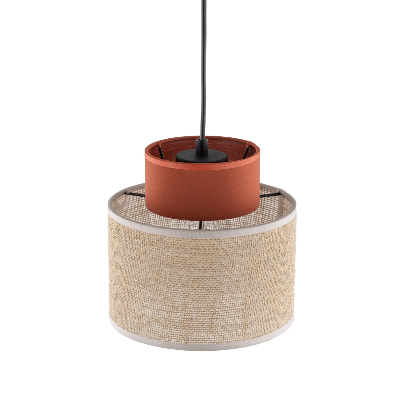 Pendant light 15 W – round, brown, jute shade