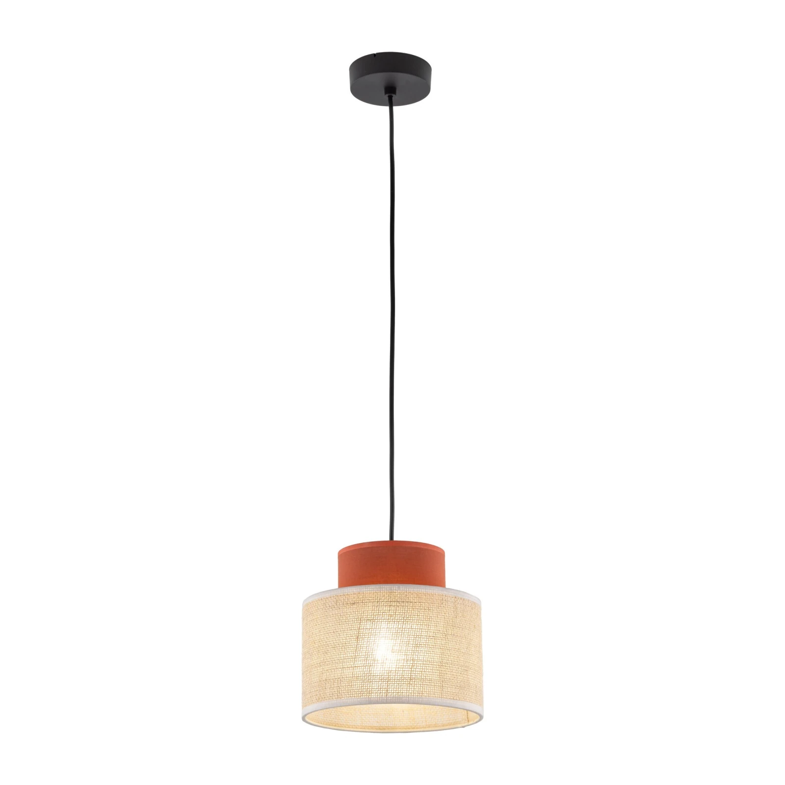 Pendant light 15 W – round, brown, jute shade