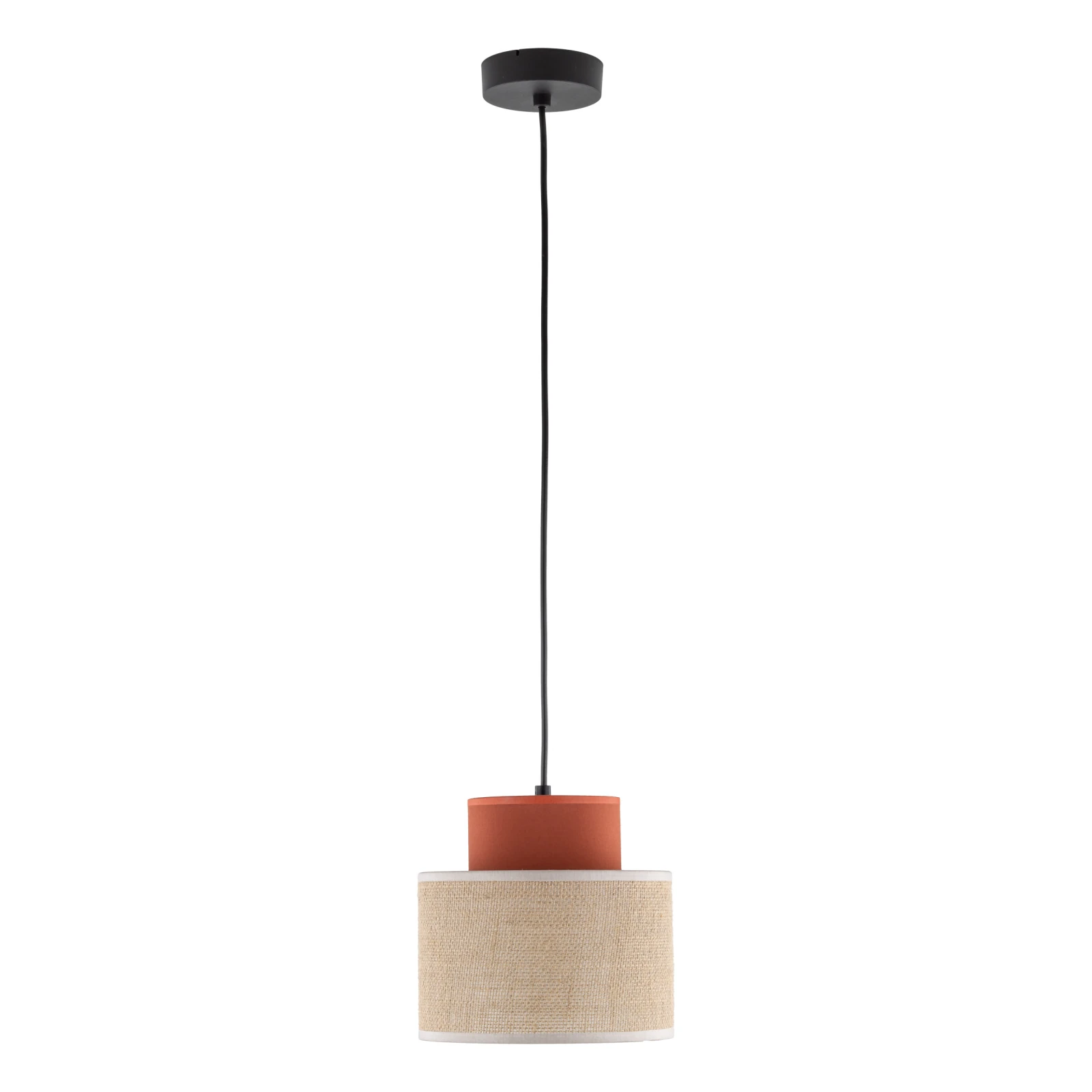 Pendant light 15 W – round, brown, jute shade