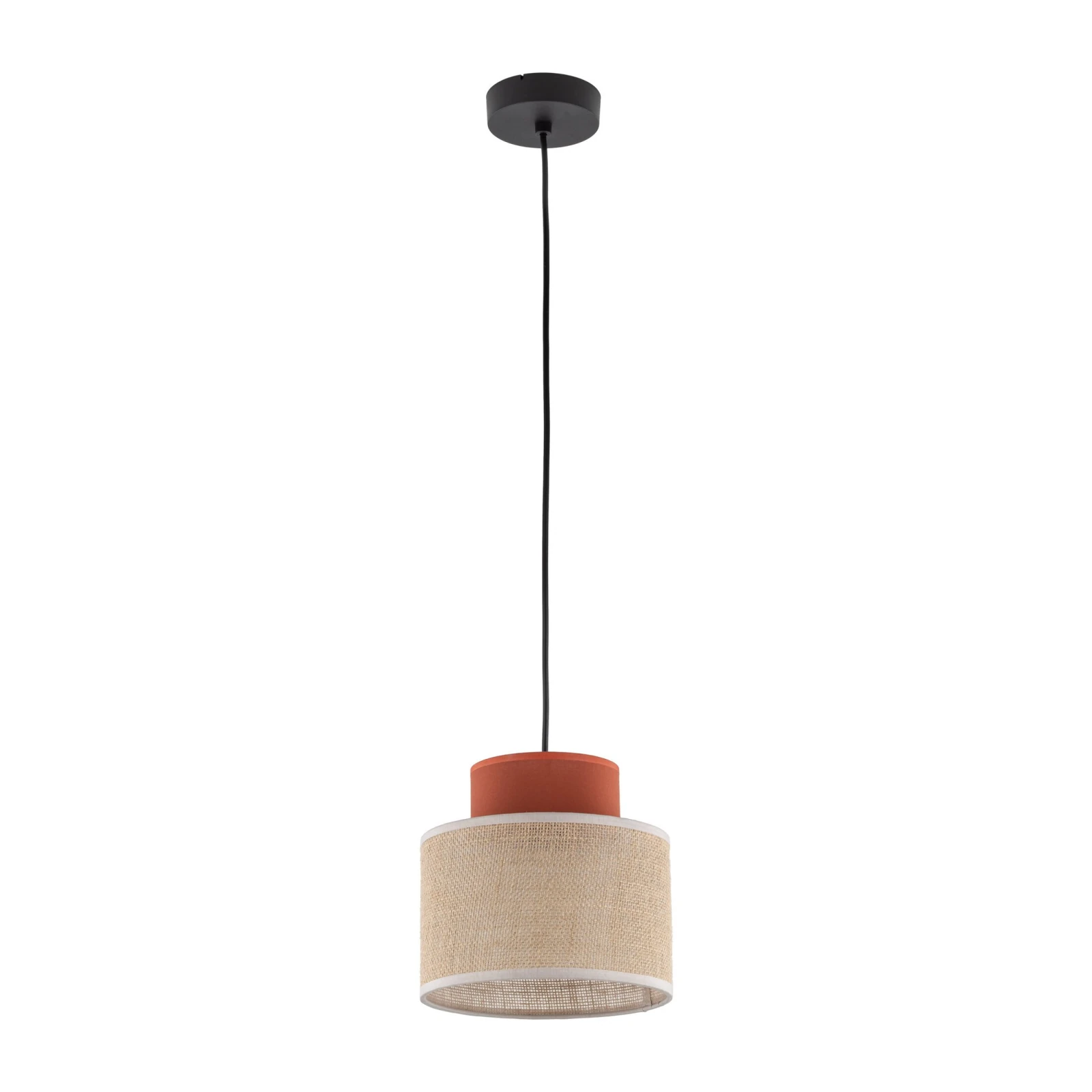 Pendant light 15 W – round, brown, jute shade