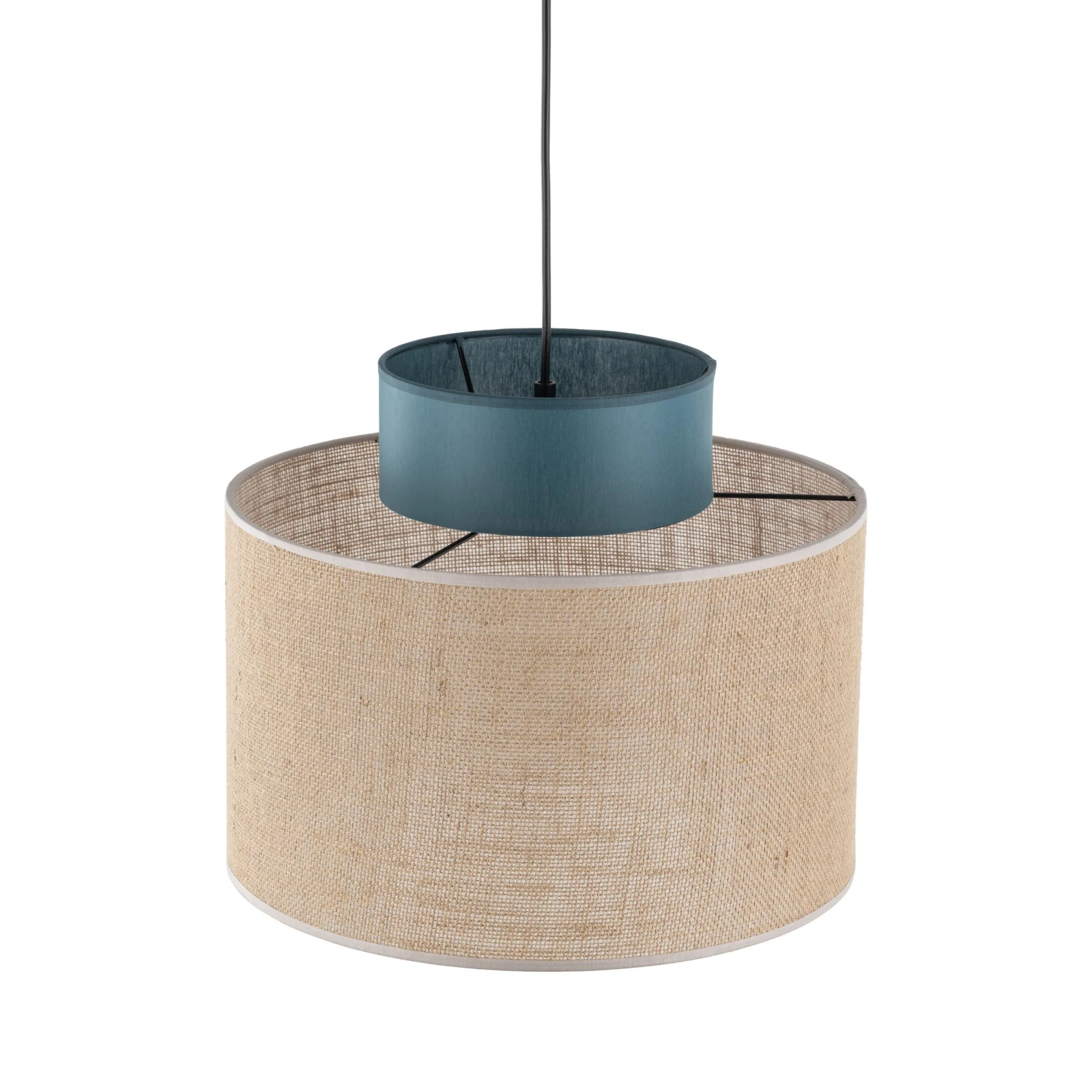 Pendant light 15 W – round, green and jute, E27
