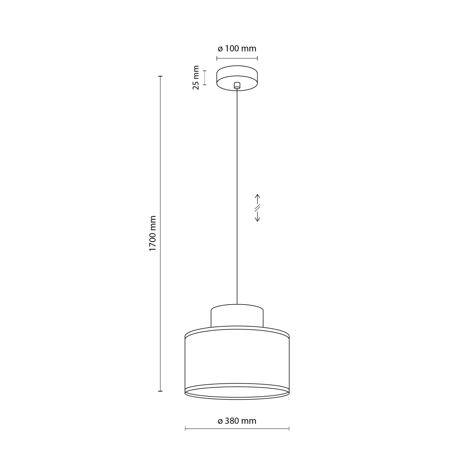 Pendant light 15 W – round, green and jute, E27