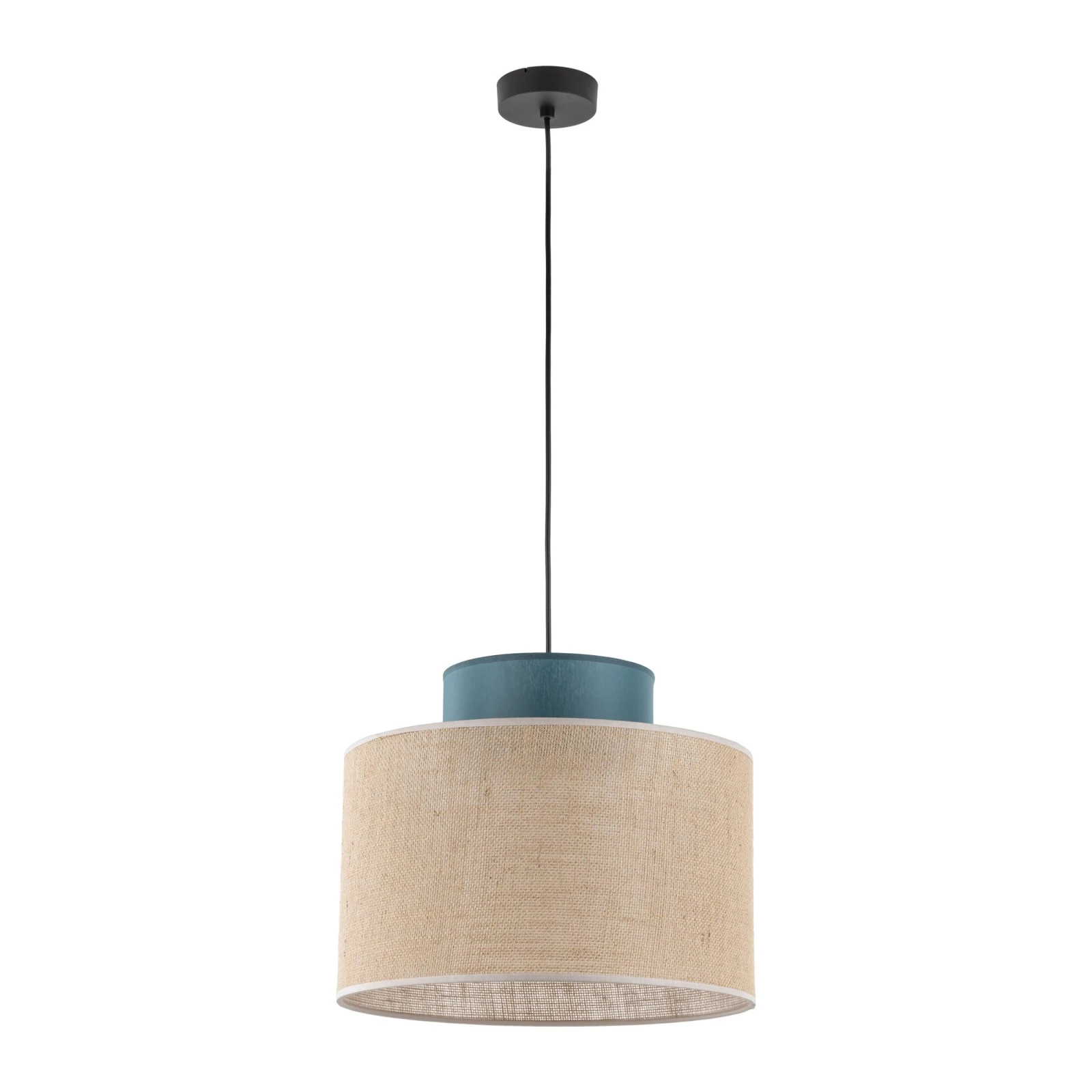 Pendant light 15 W – round, green and jute, E27