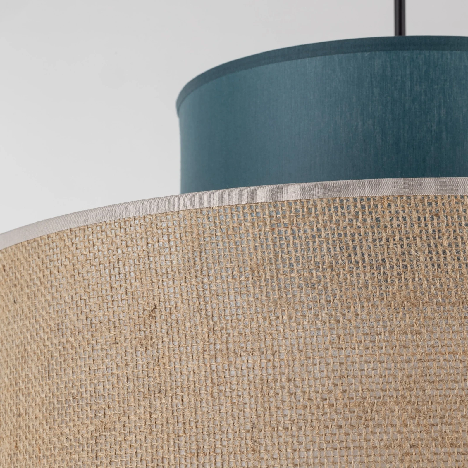Pendant light 15 W – round, green and jute, E27