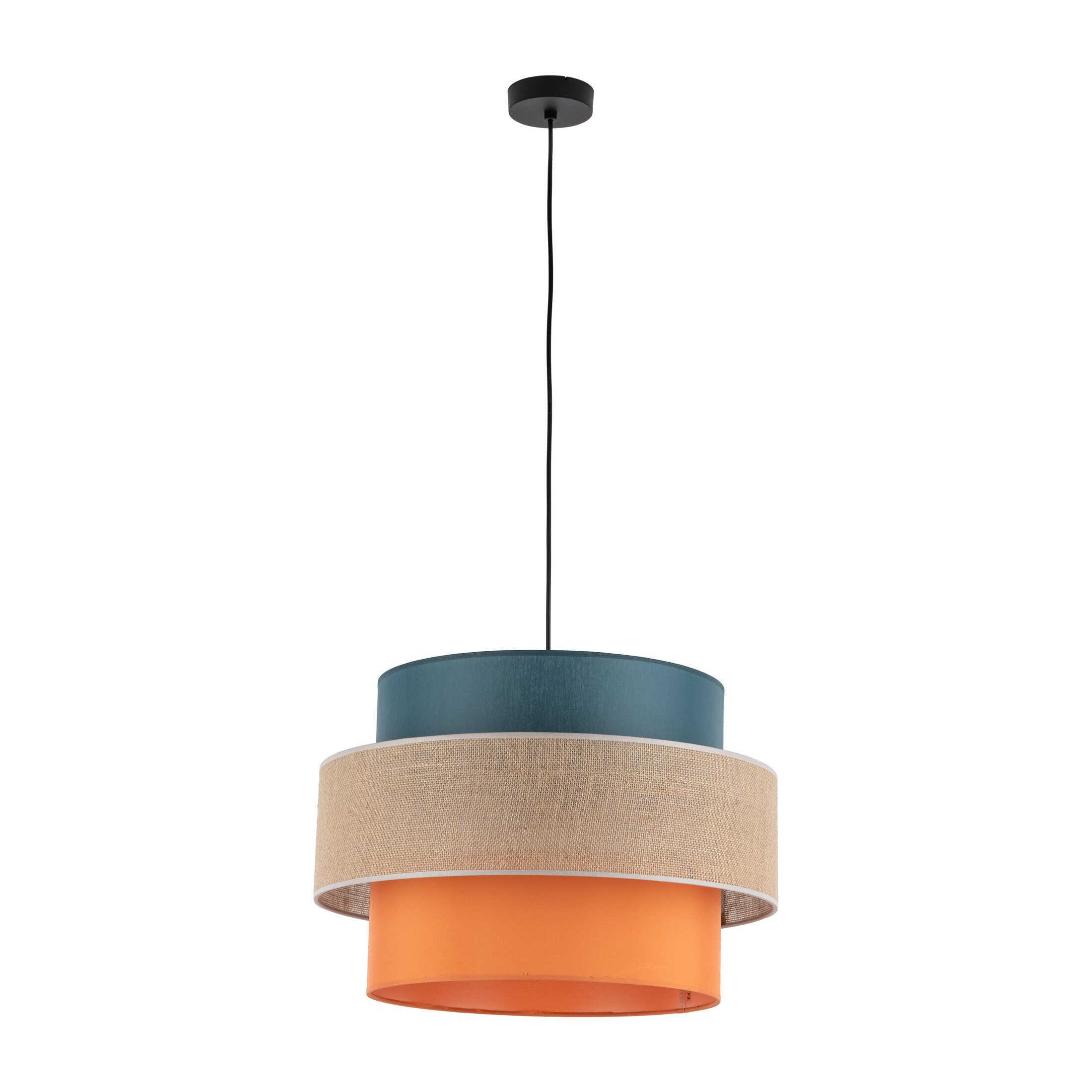TRIO pendant light 15 W – round, black, jute shade - Image 2