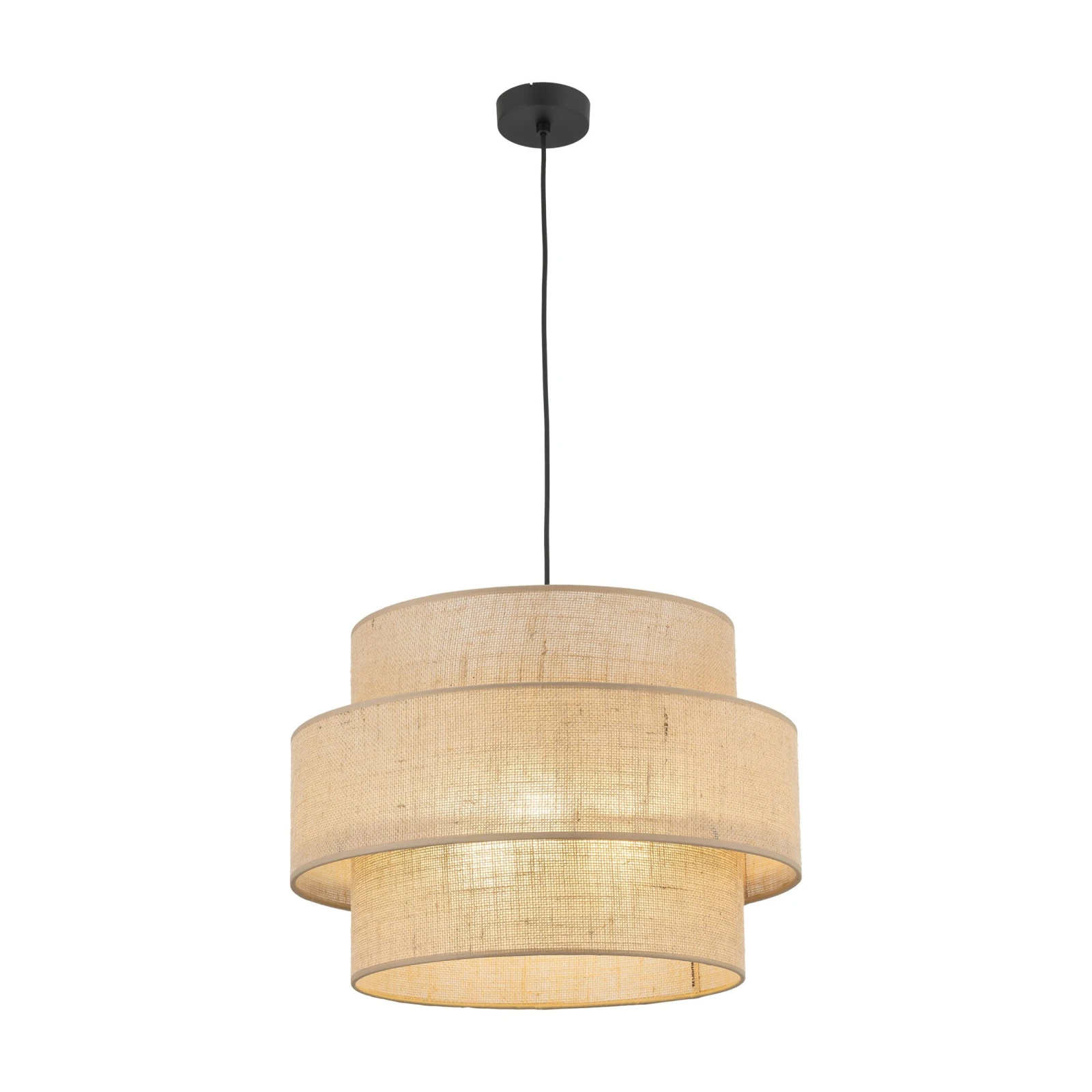 Pakabinamas šviestuvas 3xE27, 50 cm, smėlio spalvos gaubtai