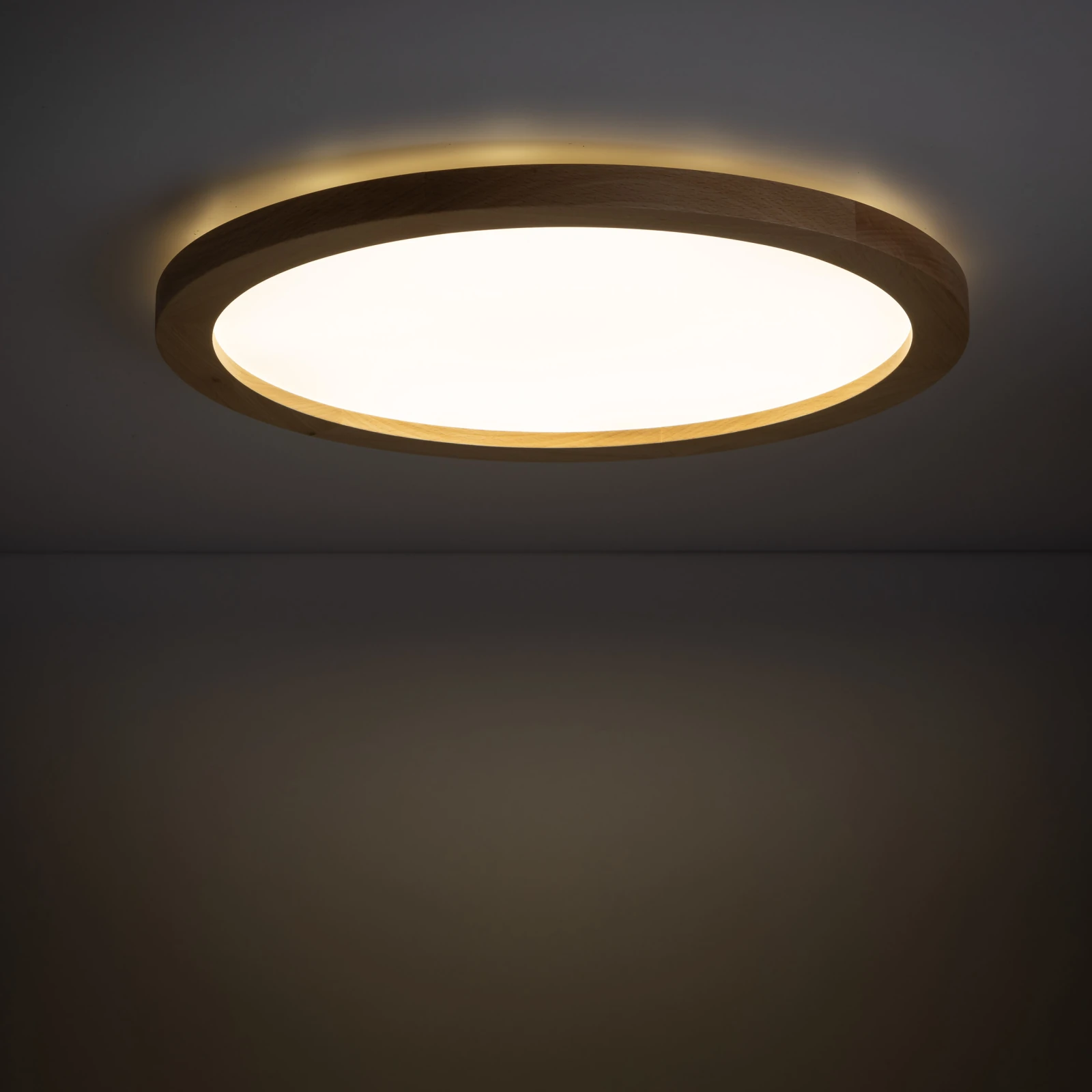 Ceiling LED light 40 cm / 36W – round, beech tone, IP54