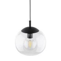 Pendant light 35 cm – transparent glass shade, black accent - Image 3