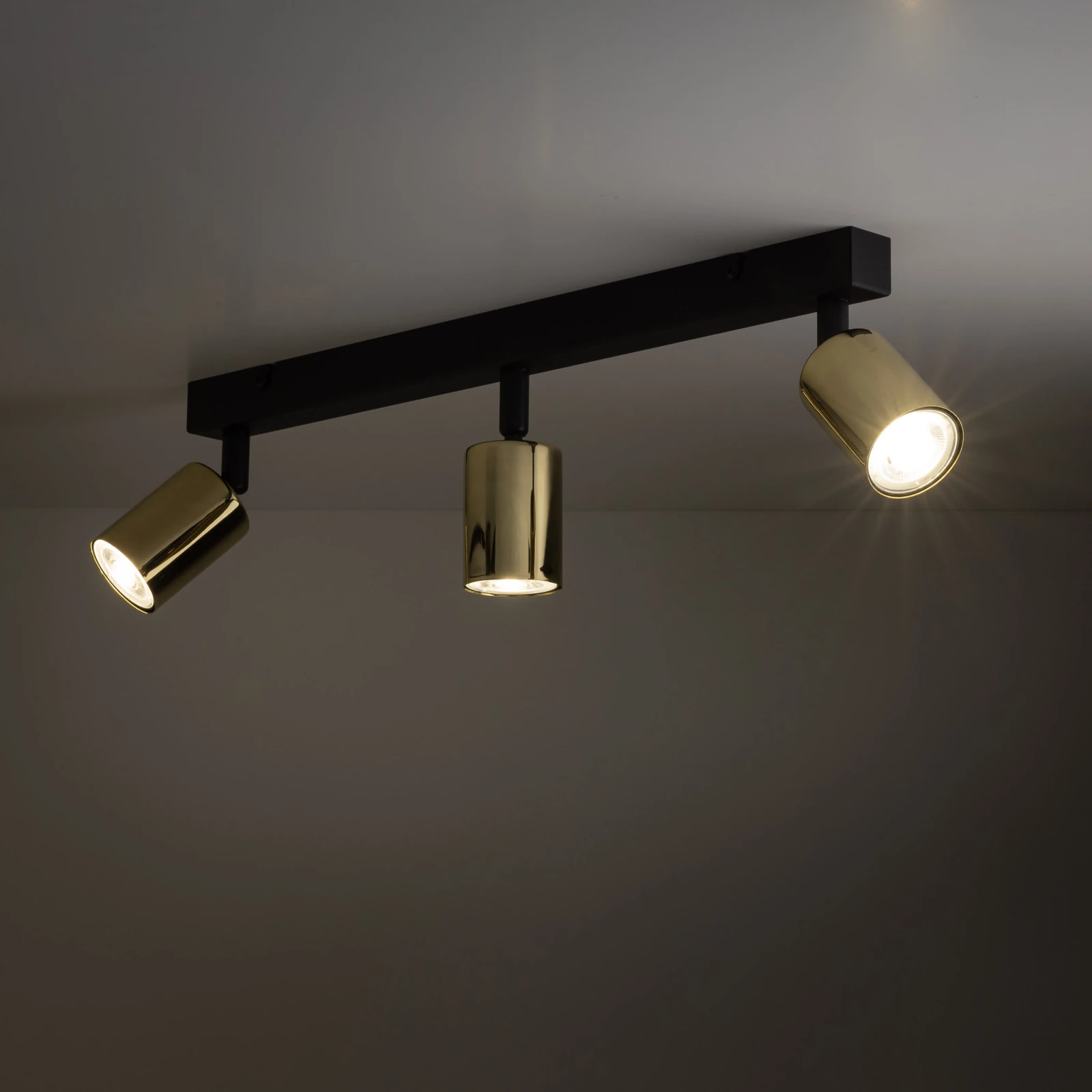 Ceiling 10 W spotlight – 3 adjustable points, black and gold