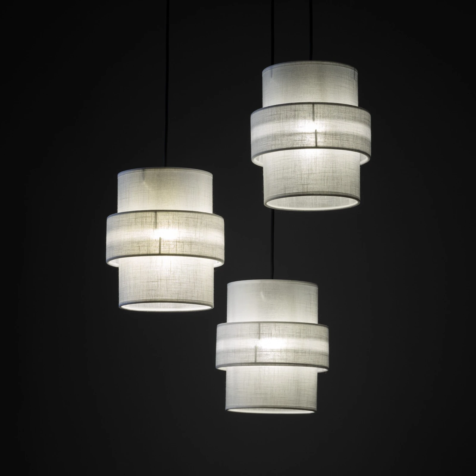 Pendant light 3x15 W – round, white and black, E27 shades