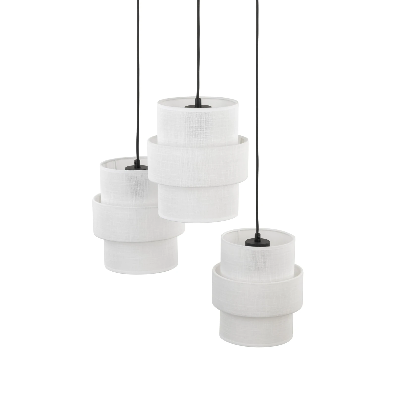 Pendant light 3x15 W – round, white and black, E27 shades