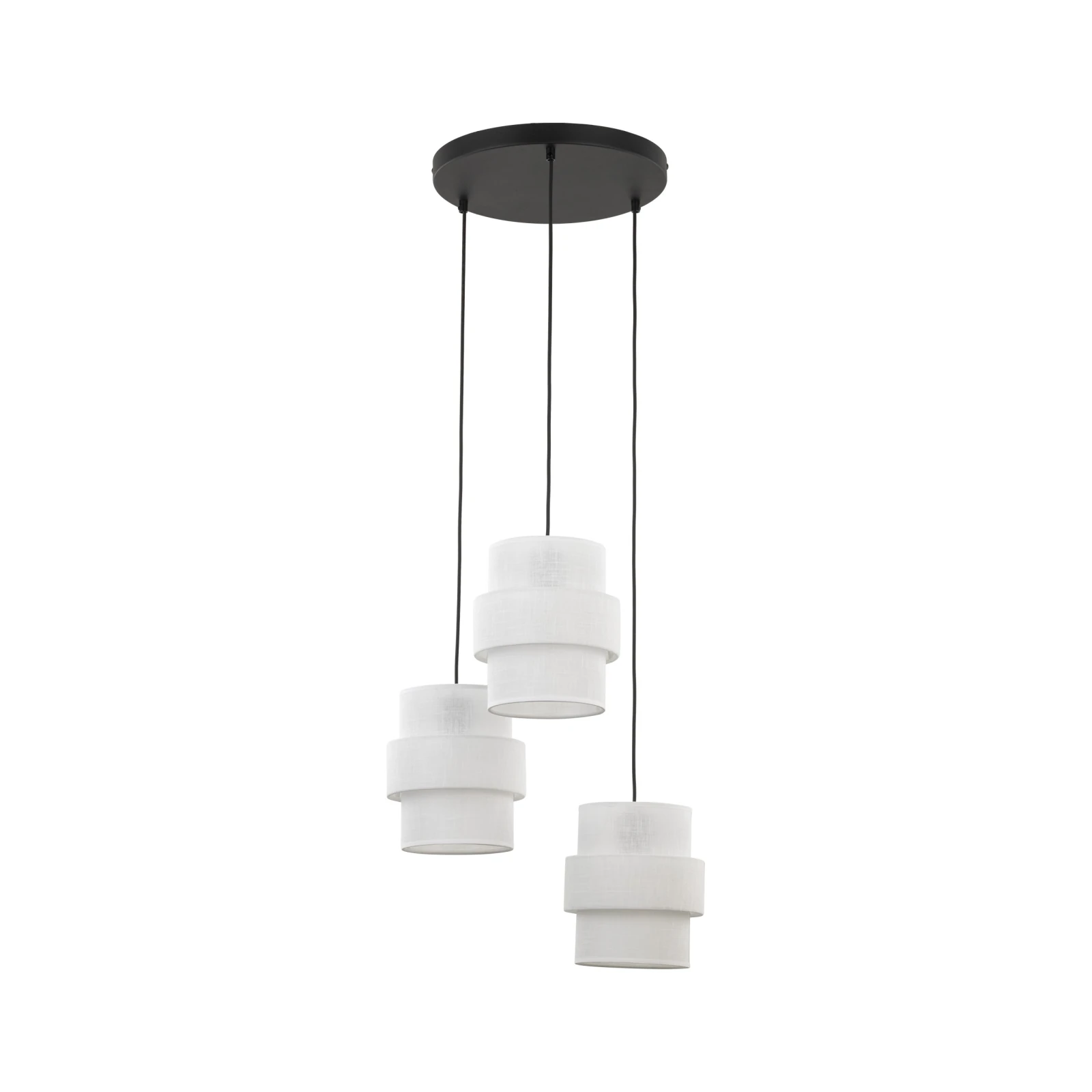 Pendant light 3x15 W – round, white and black, E27 shades