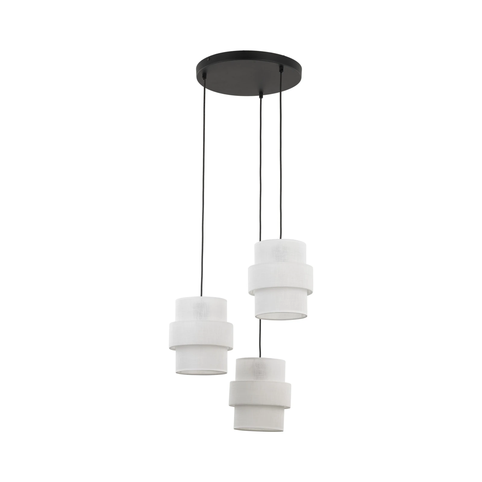 Pendant light 3x15 W – round, white and black, E27 shades