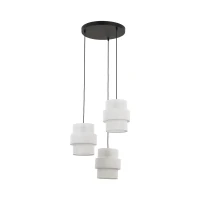 Pendant light 3x15 W – round, white and black, E27 shades - Image 7