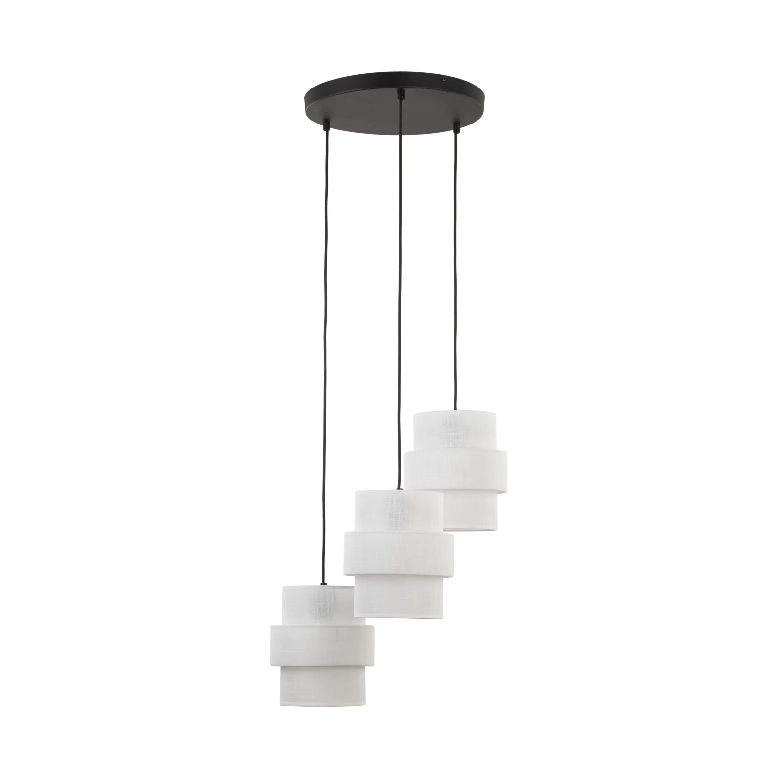 Pendant light 3x15 W – round, white and black, E27 shades