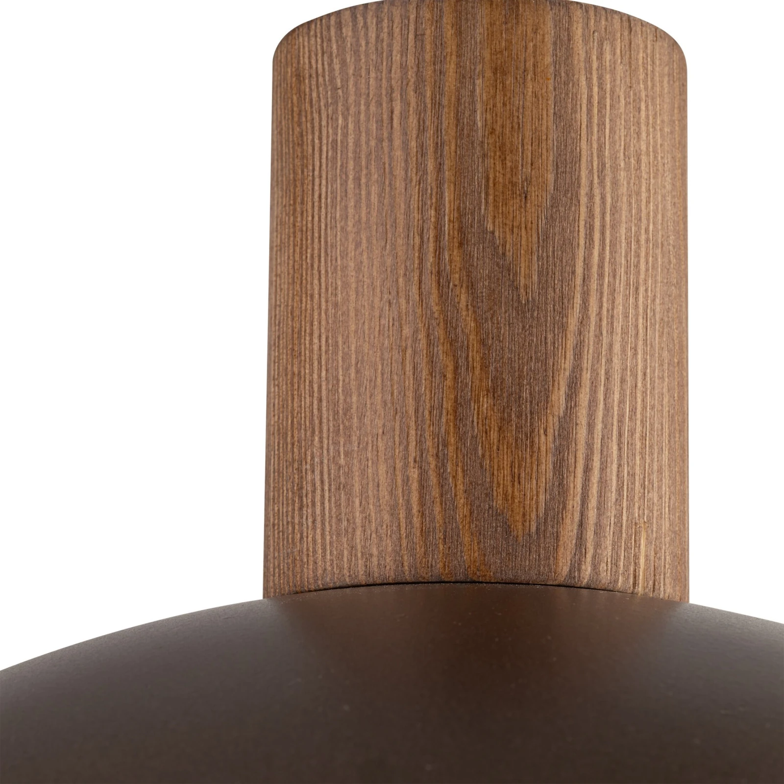 Pendant light 1 bulb – brown metal shade, natural wood detail
