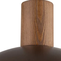 Pendant light 1 bulb – brown metal shade, natural wood detail - Image 4