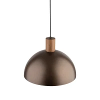 Pendant light 1 bulb – brown metal shade, natural wood detail - Image 5