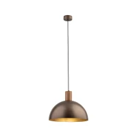 Pendant light 1 bulb – brown metal shade, natural wood detail - Image 6