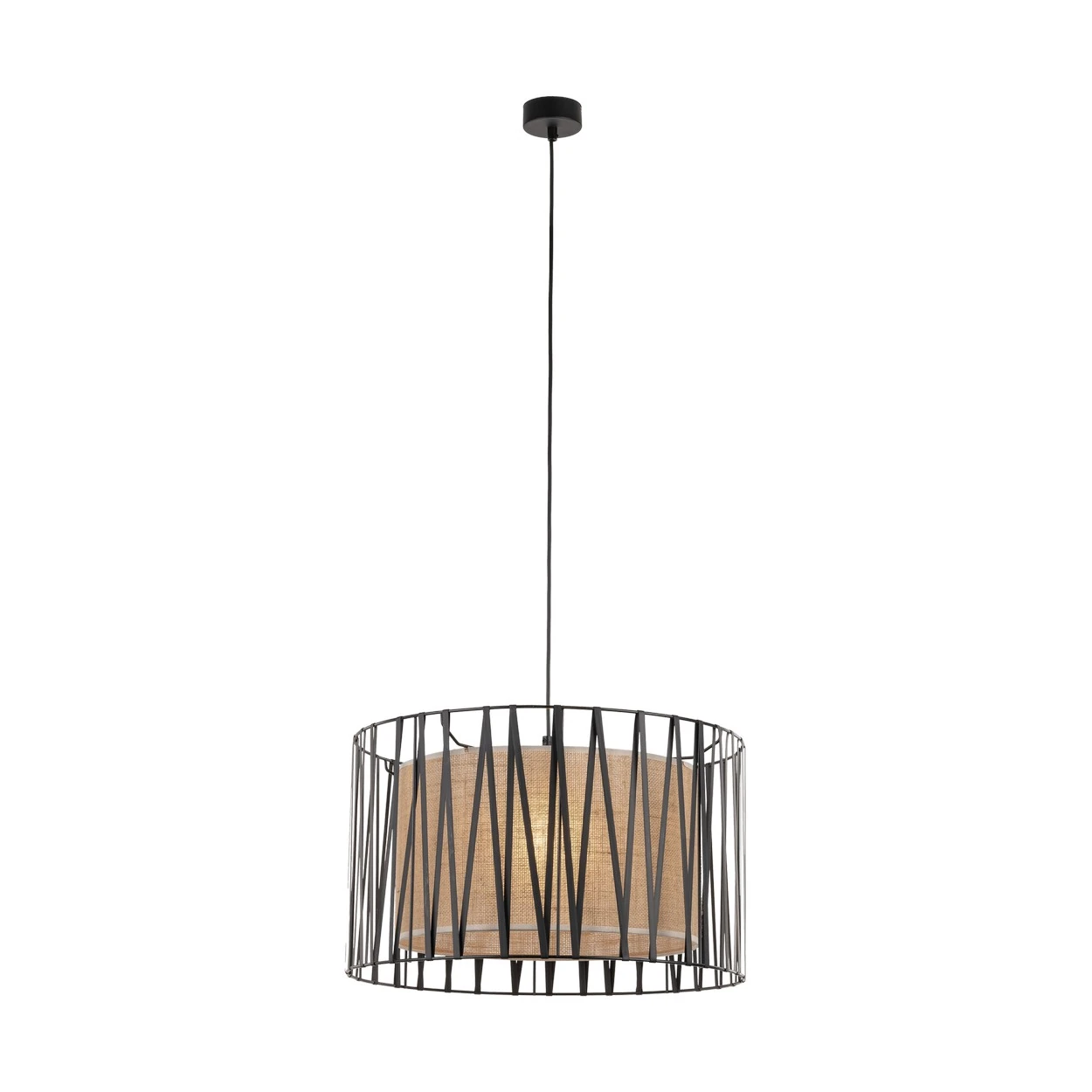 HARMONY NATURE pendant lamp – 3 jute shades, black details