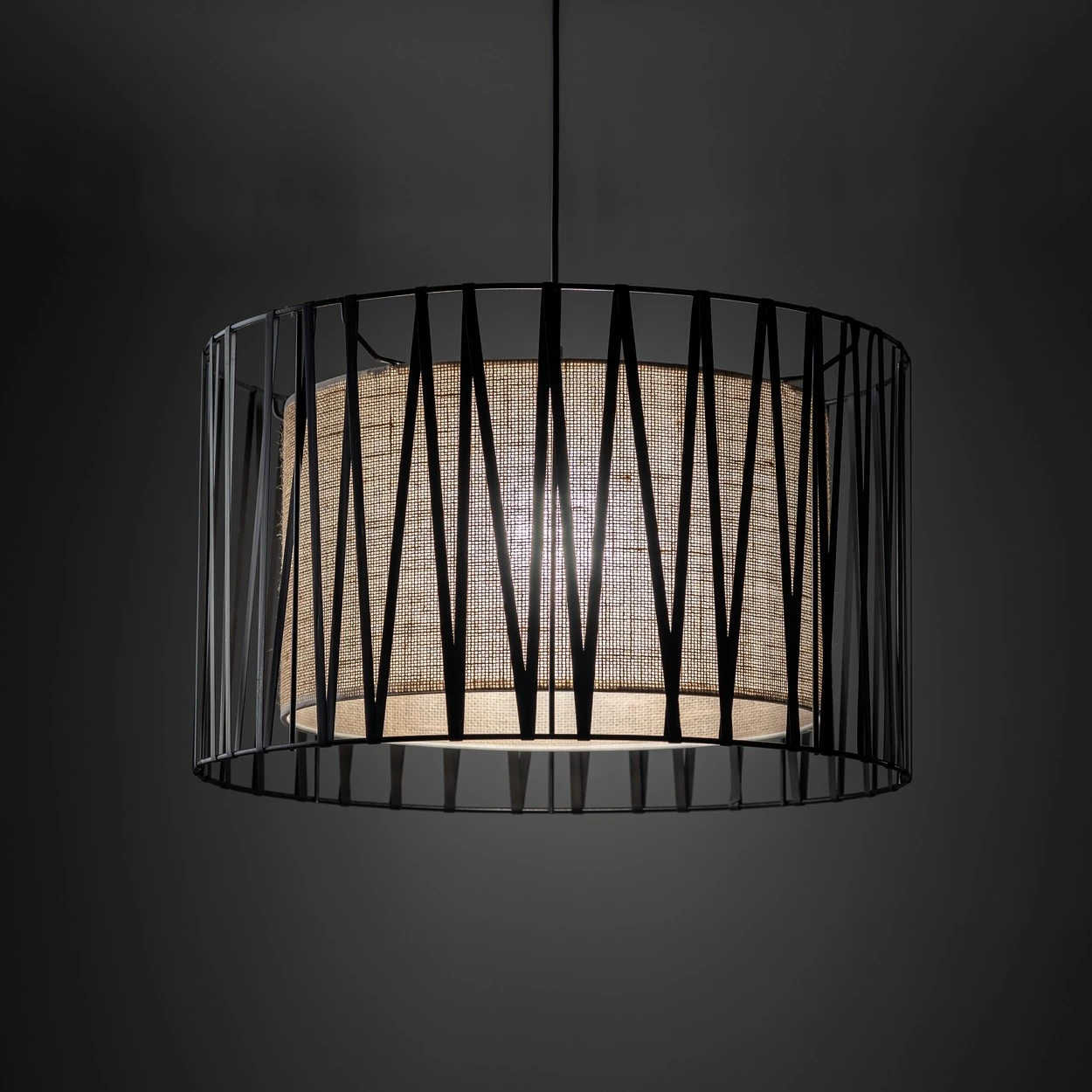 HARMONY NATURE pendant lamp – 3 jute shades, black details