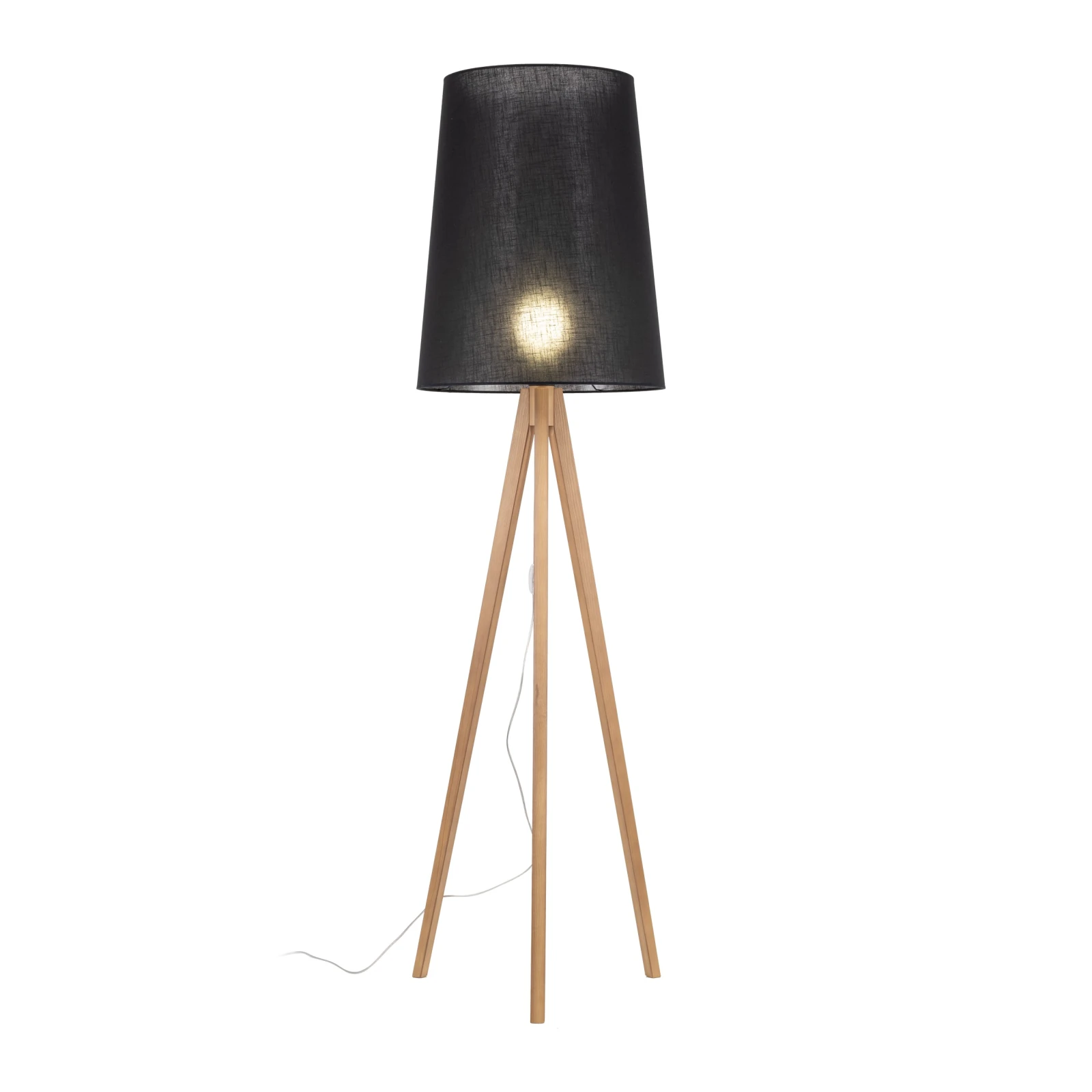 Floor lamp E27 – black, tripod, pine base