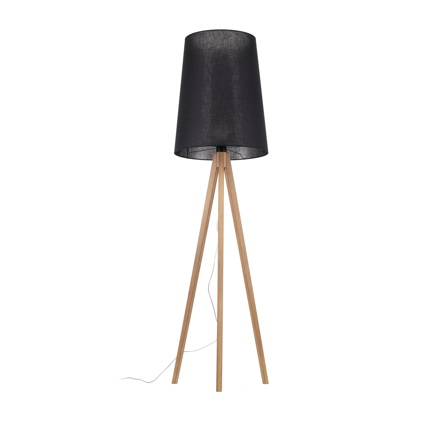 Floor lamp E27 – black, tripod, pine base