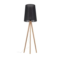 Floor lamp E27 – black, tripod, pine base - Image 12
