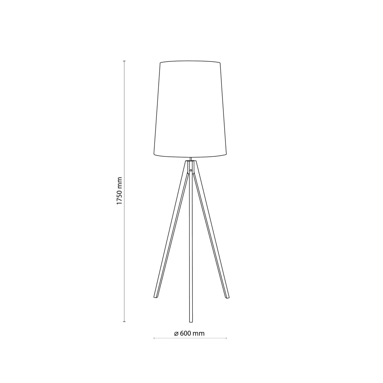 Floor lamp E27 – black, tripod, pine base