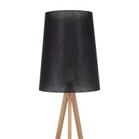 Floor lamp E27 – black, tripod, pine base - Image 14