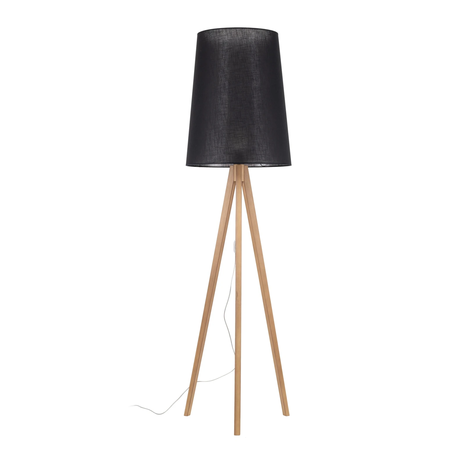 Floor lamp E27 – black, tripod, pine base