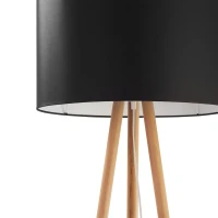 Grindų šviestuvas, 148 cm, juodas su pušies trikoju - Nuotrauka 3
