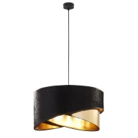 Pendant lamp 50 cm – 3 cut shades, black, gold interior