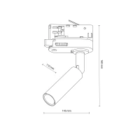 G9 track light 8 W – cylindrical, black, adjustable - Image 2