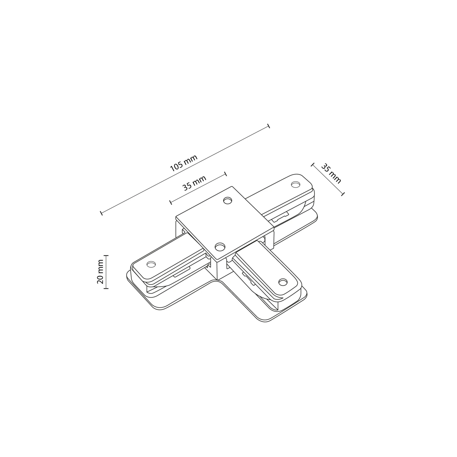 Track connector – T shape, white, for TRACER system
