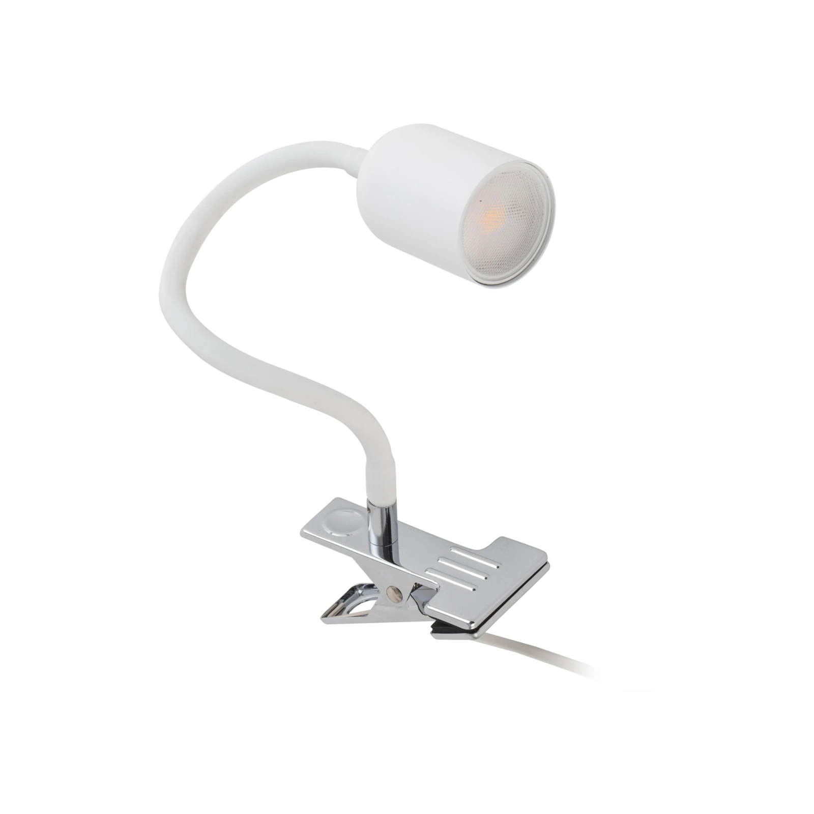 Clip-on GU10 light – cylindrical, white, adjustable angle