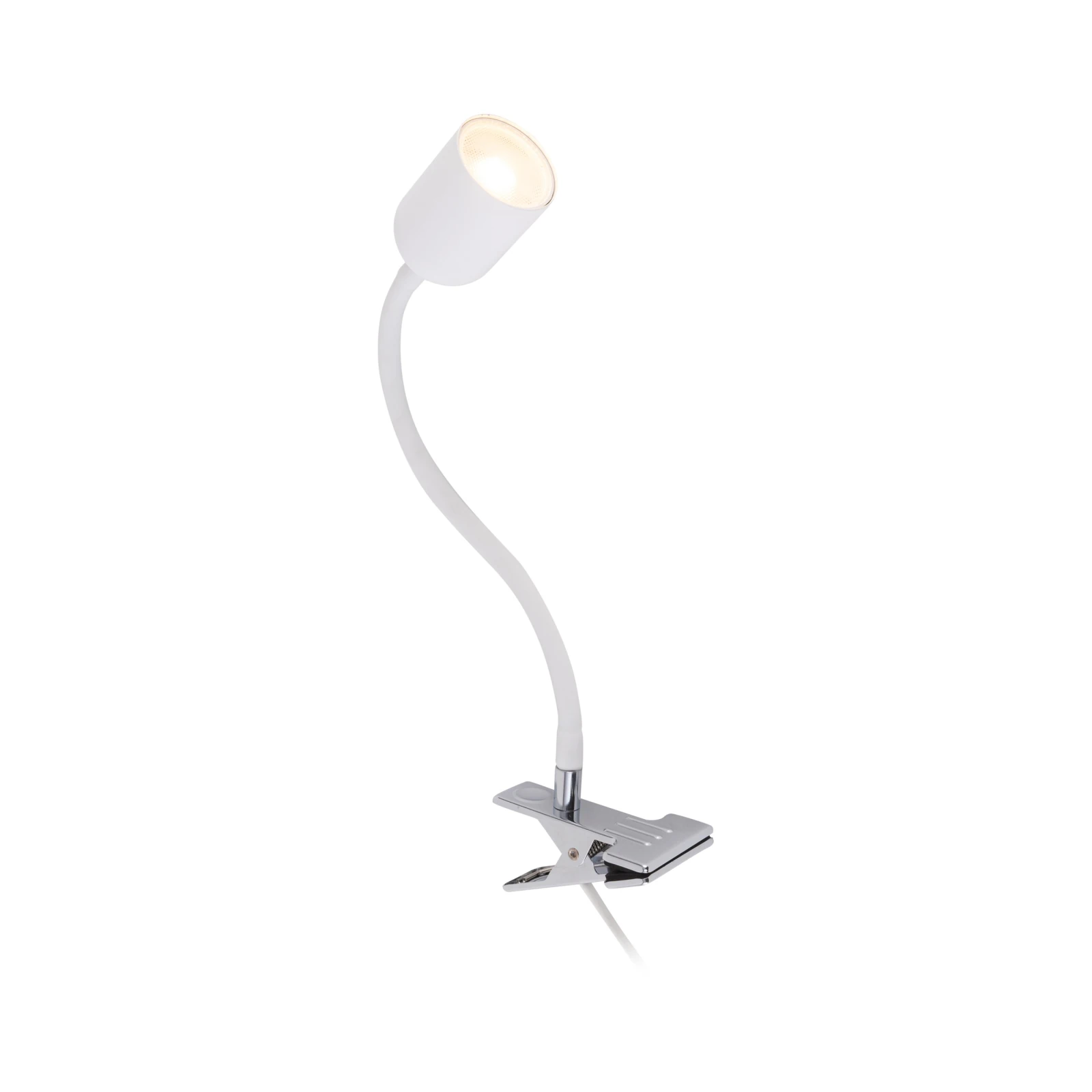 Clip-on GU10 light – cylindrical, white, adjustable angle