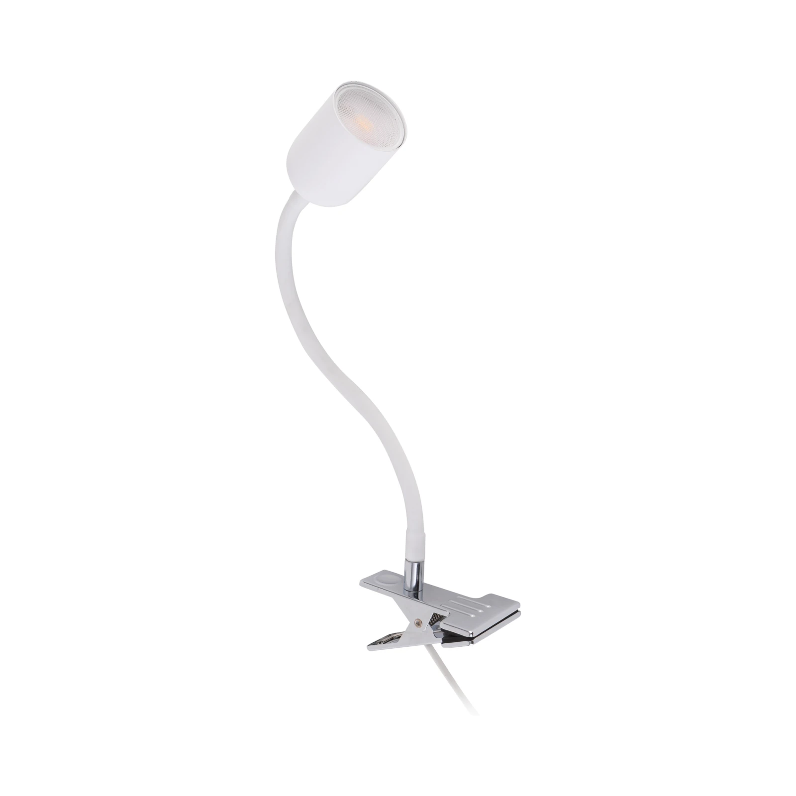 Clip-on GU10 light – cylindrical, white, adjustable angle