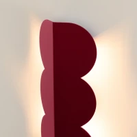 Sieninis šviestuvas 2x8W – banguotas aliuminis, bordo, netiesioginė šviesa - Nuotrauka 4