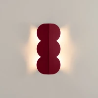 Sieninis šviestuvas 2x8W – banguotas aliuminis, bordo, netiesioginė šviesa - Nuotrauka 7
