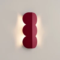 Sieninis šviestuvas 2x8W – banguotas aliuminis, bordo, netiesioginė šviesa - Nuotrauka 1
