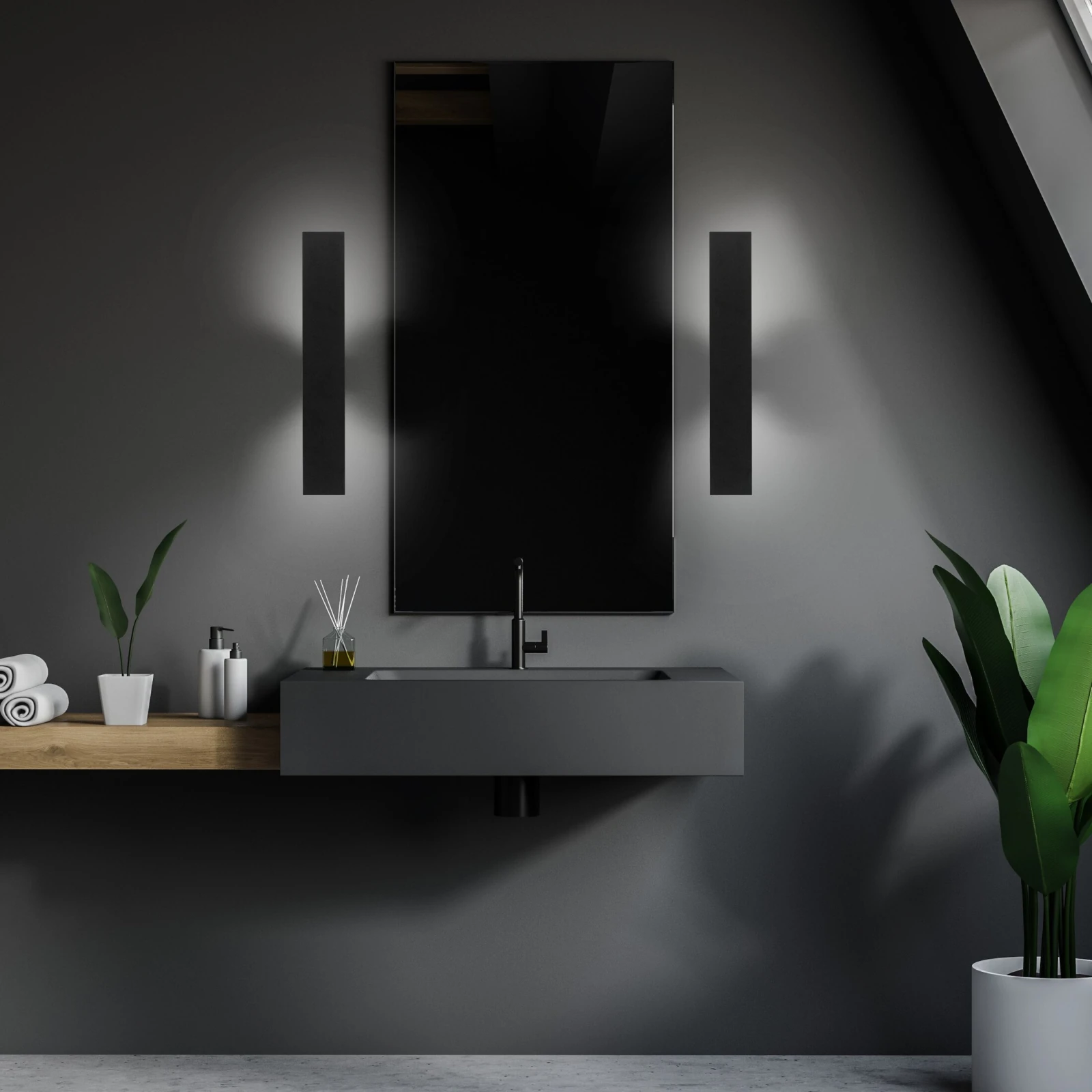 Wall light 2xG9 – rectangular black body, dual wall glow