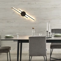 LED wall sconce 30W – linear, black, warm backlight - Image 3