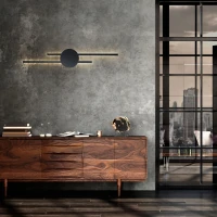 LED wall sconce 30W – linear, black, warm backlight - Image 4