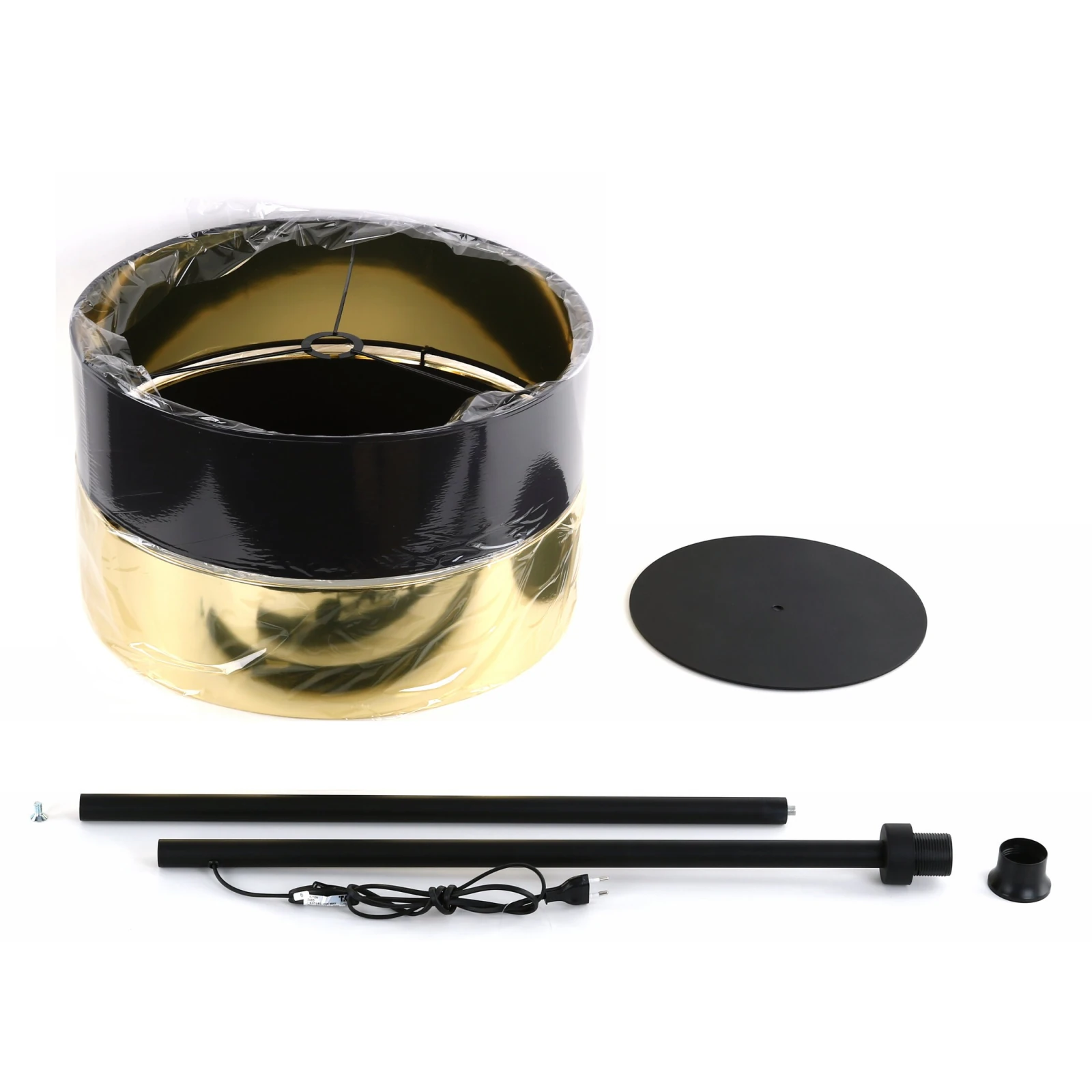 HILTON floor lamp 15 W – black and gold shade, layered design