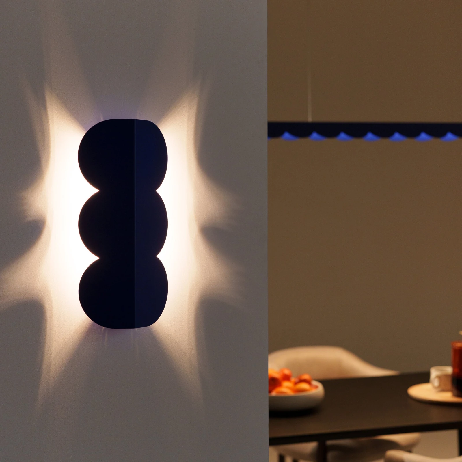 Wall lamp 2x8W – wavy body, ultramarine, G9