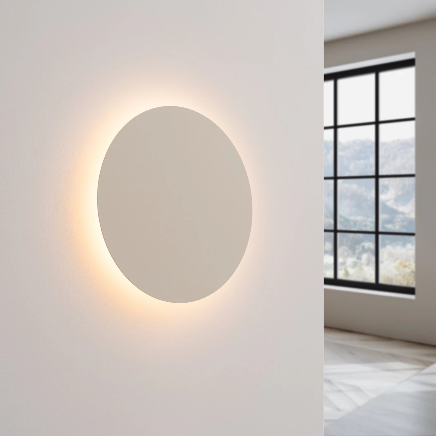 Wall lamp 30 cm – round, beige, warm LED halo