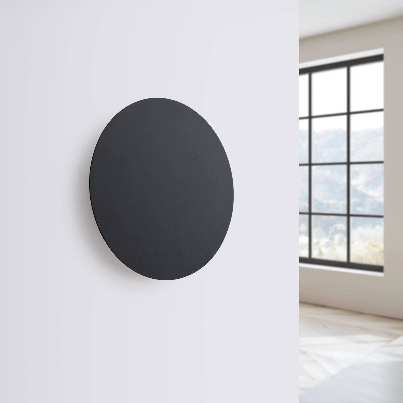 Wall lamp 30 cm/20W – round, black, warm LED glow